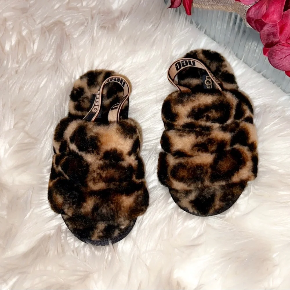UGG Fluff Yeah Girls Panther Print Slipper